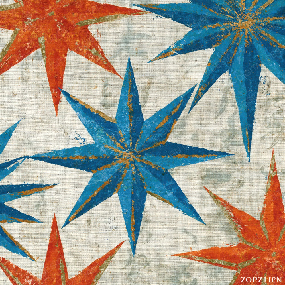 Folk Art Compass Roses Terracotta Azure Digital Paper Pack (DDD014972)