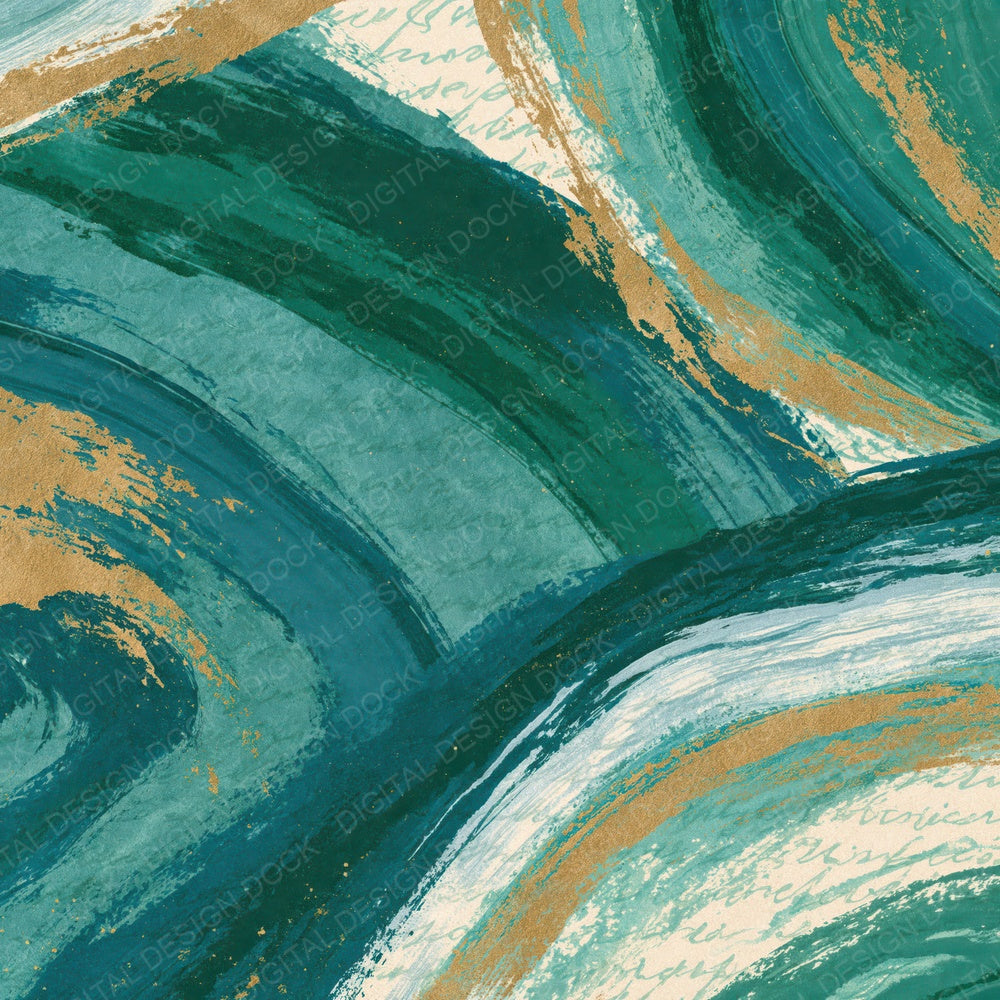 Gouache Flow Fields Malachite Cream Digital Paper Pack (DDD014973)