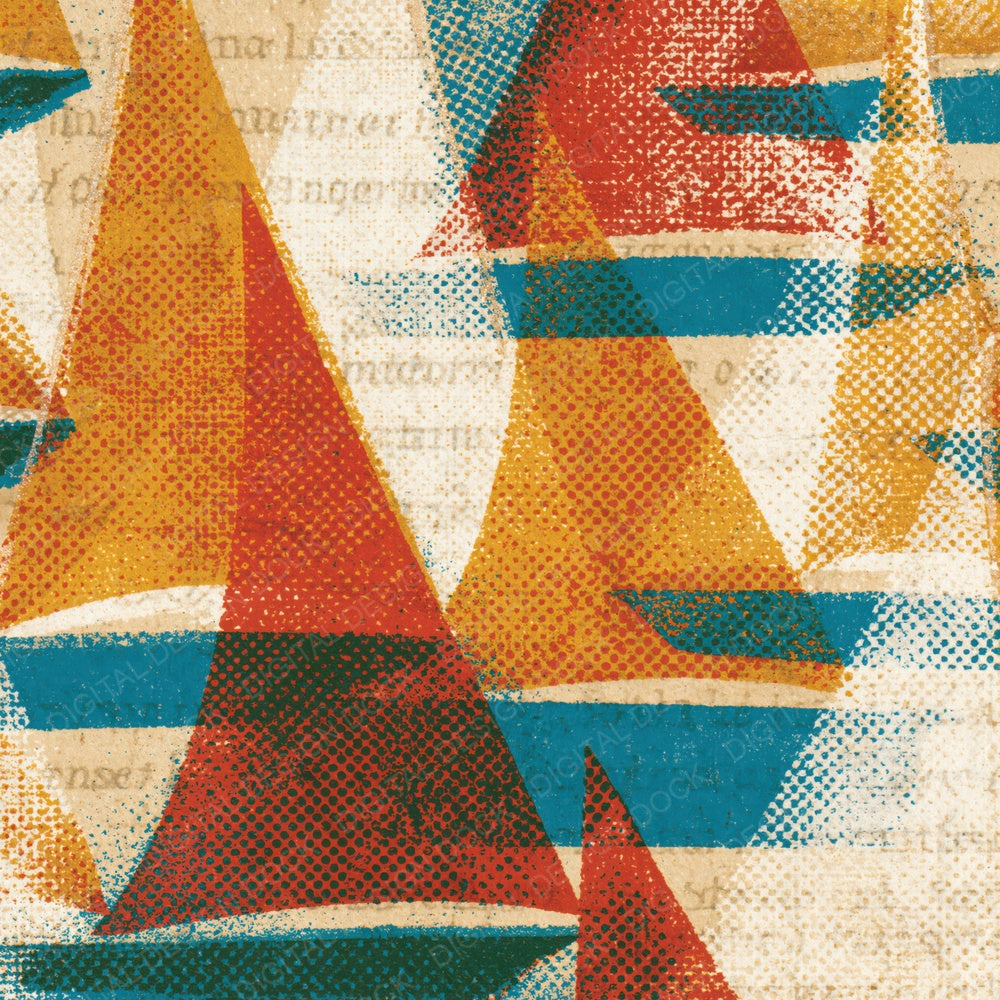 Halftone Maritime Flags Rust Turquoise Digital Paper Pack (DDD014976)
