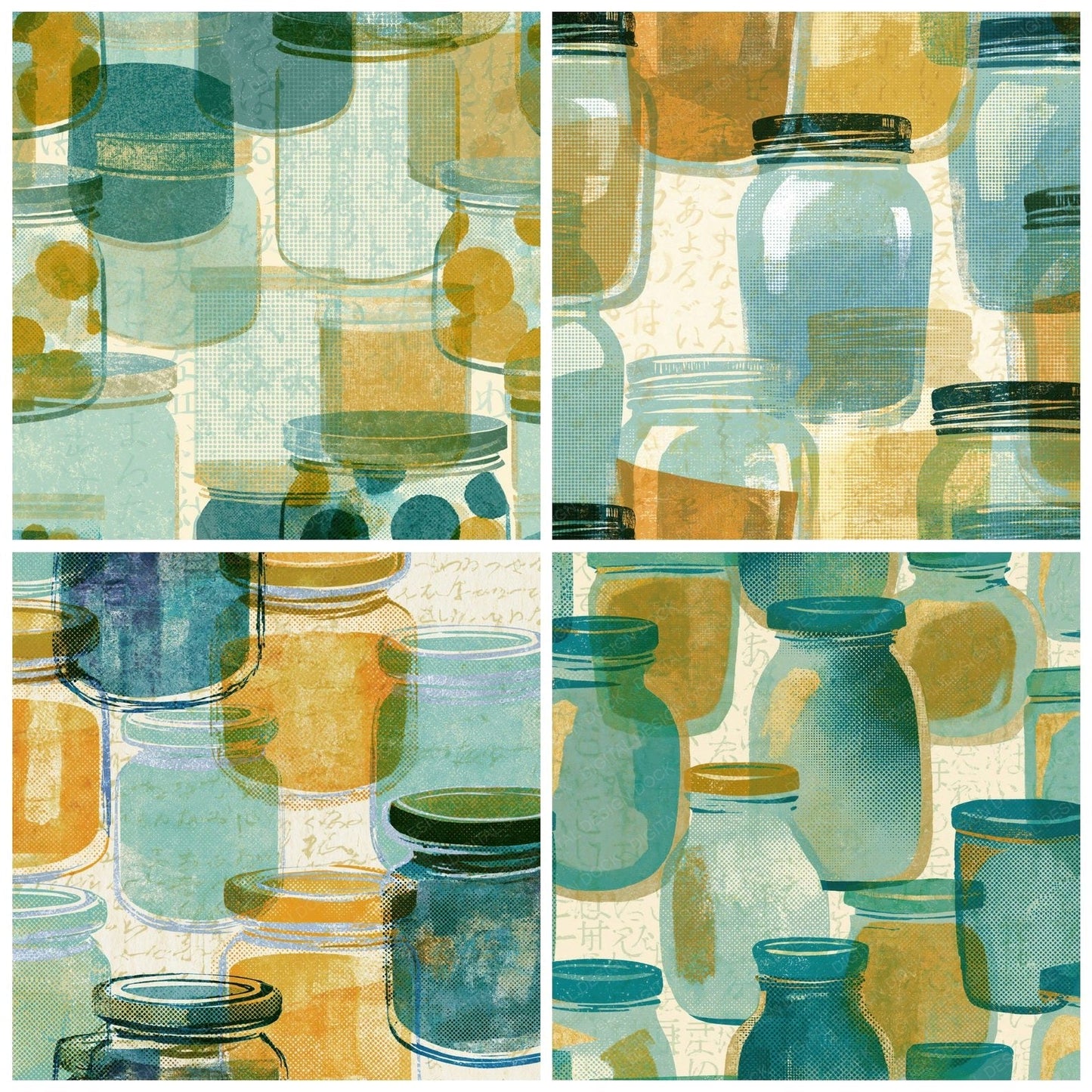 Halftone Preserves Mint Gold Digital Paper Pack (DDD014977)
