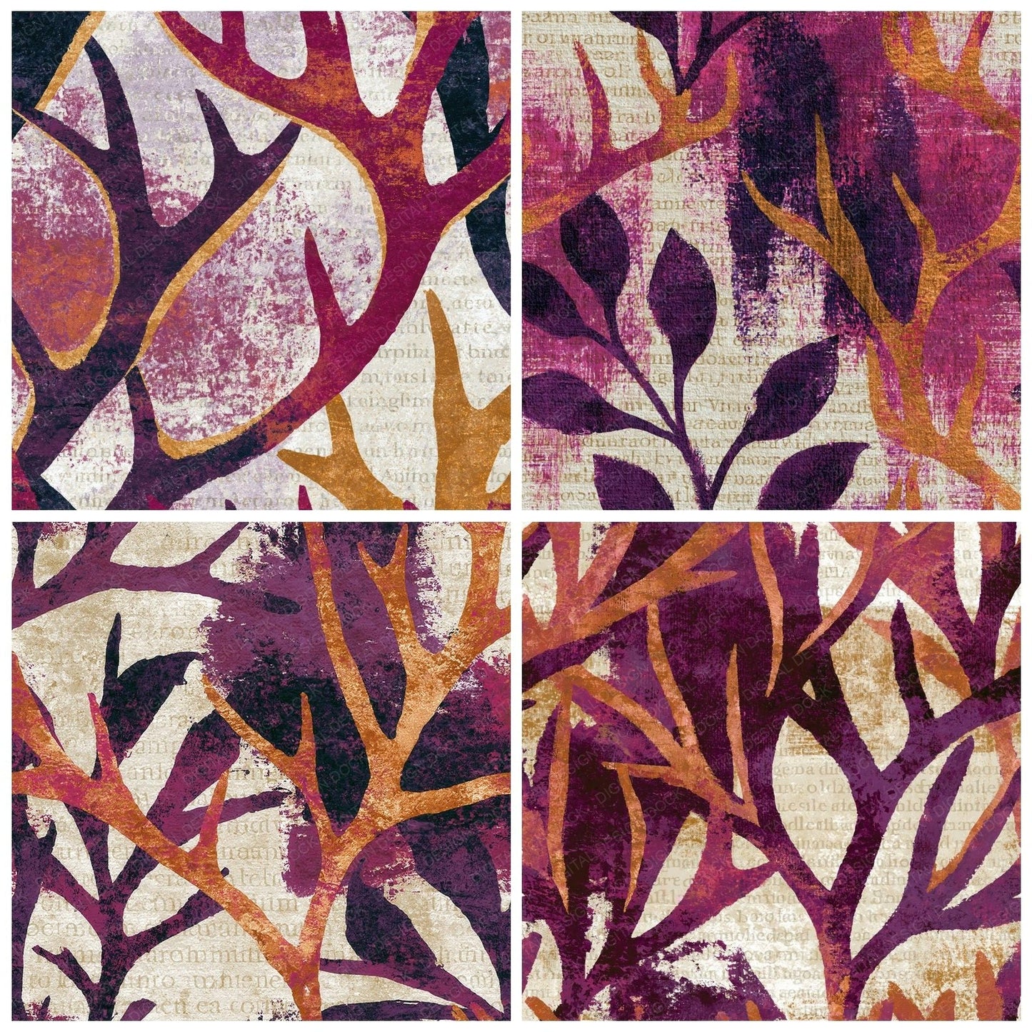 Impressionist Antlers Plum Bone Digital Paper Pack (DDD014978)