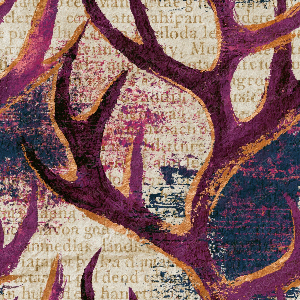 Impressionist Antlers Plum Bone Digital Paper Pack (DDD014978)