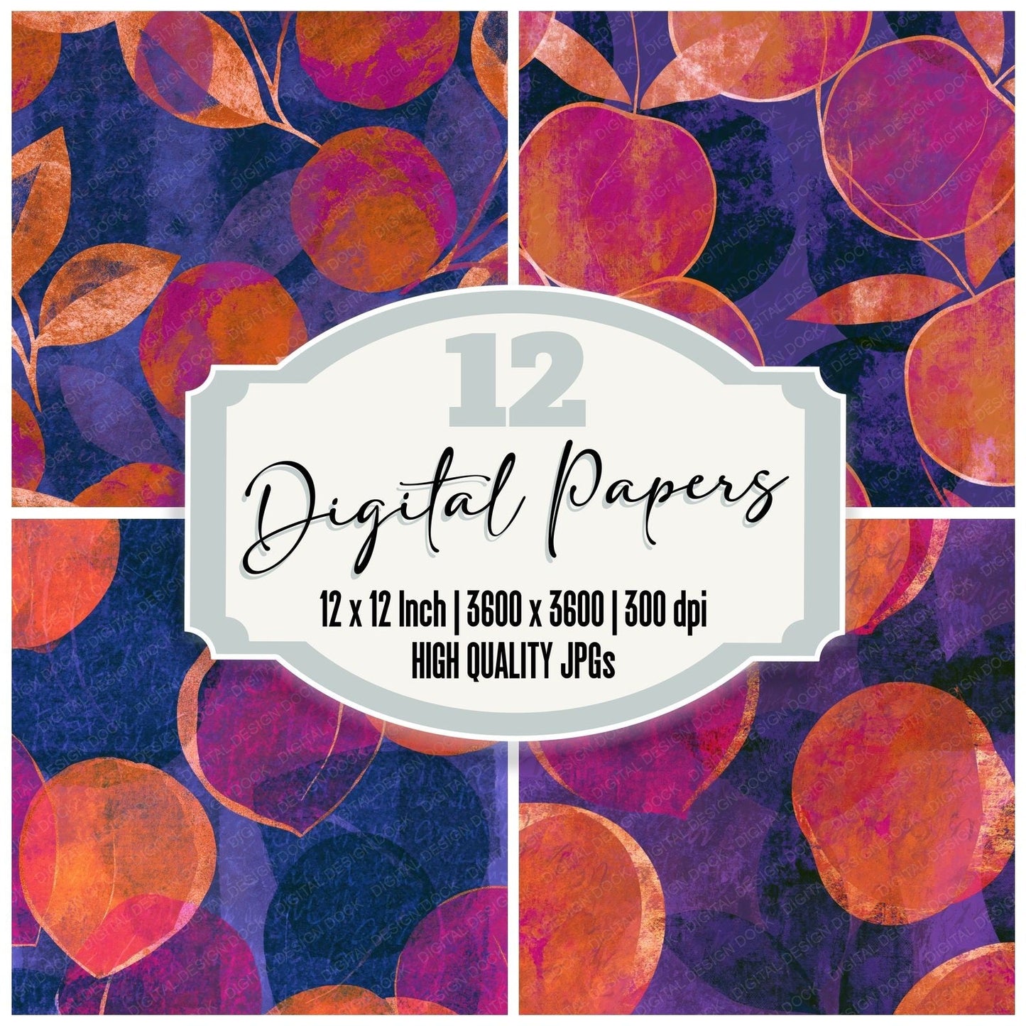 Layered Peaches Magenta Twilight Digital Paper Pack (DDD014980)