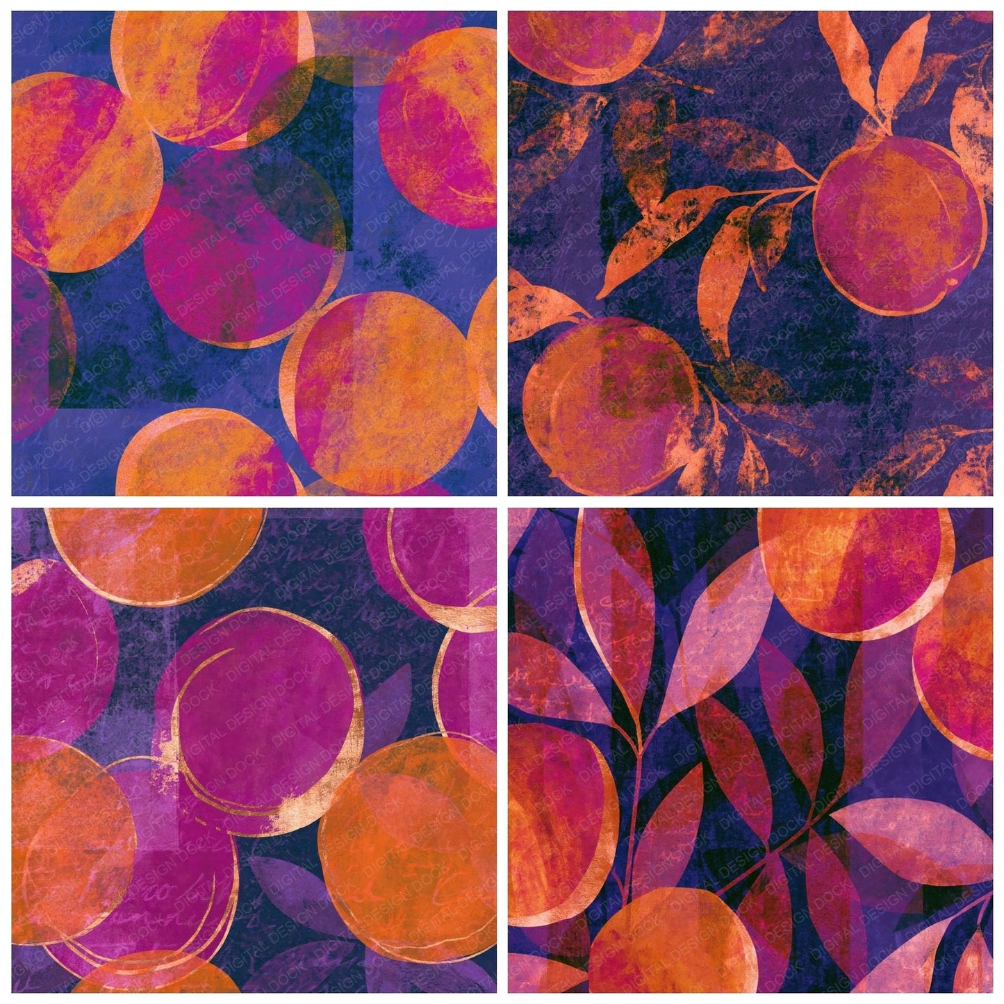 Layered Peaches Magenta Twilight Digital Paper Pack (DDD014980)