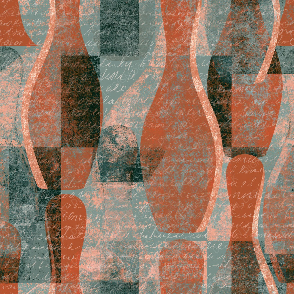 Maximalist Bowling Pins Terracotta Sage Digital Paper Pack (DDD014981)