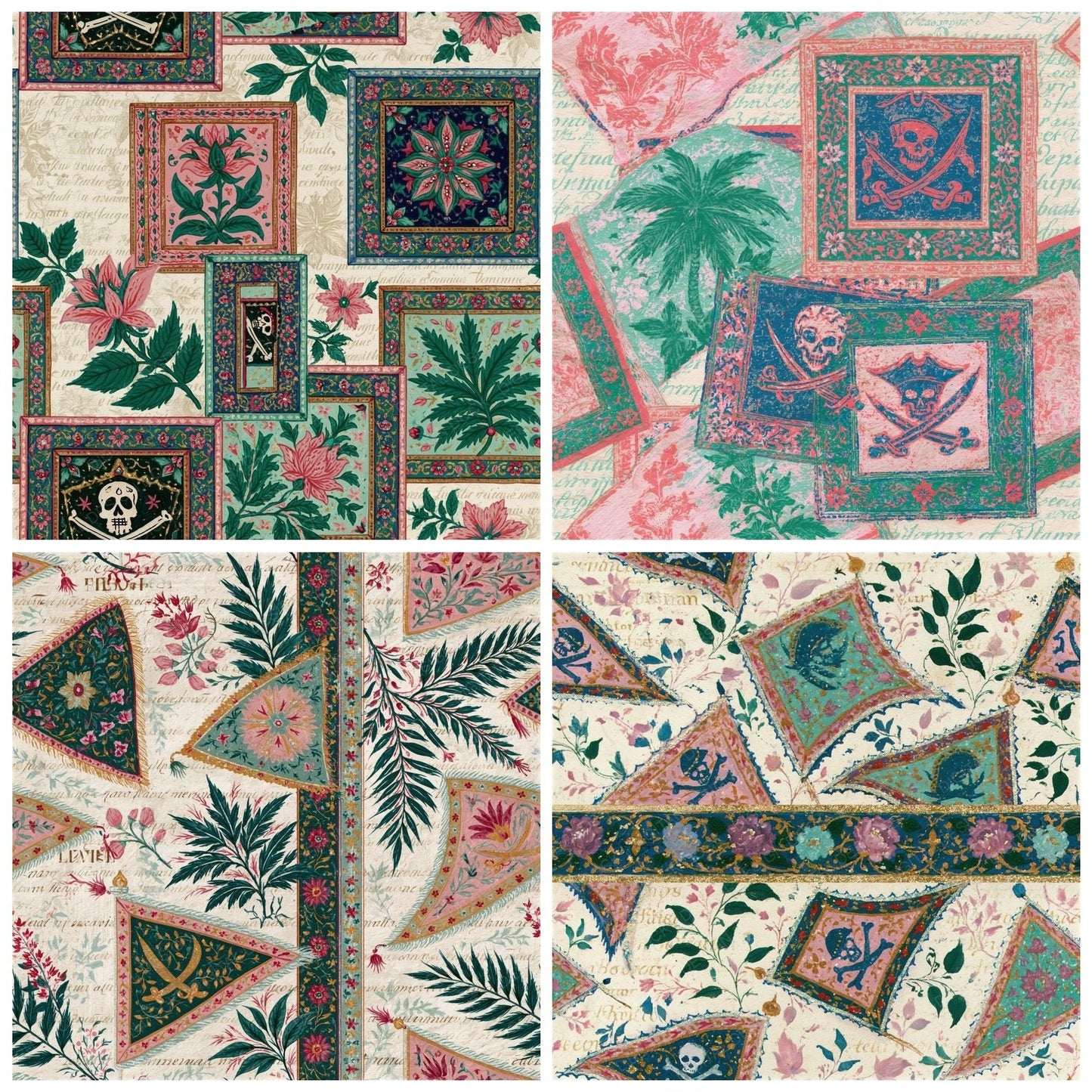 Mughal Pirate Flags Pink Mint Seamless Digital Paper Pack (DDD014982)