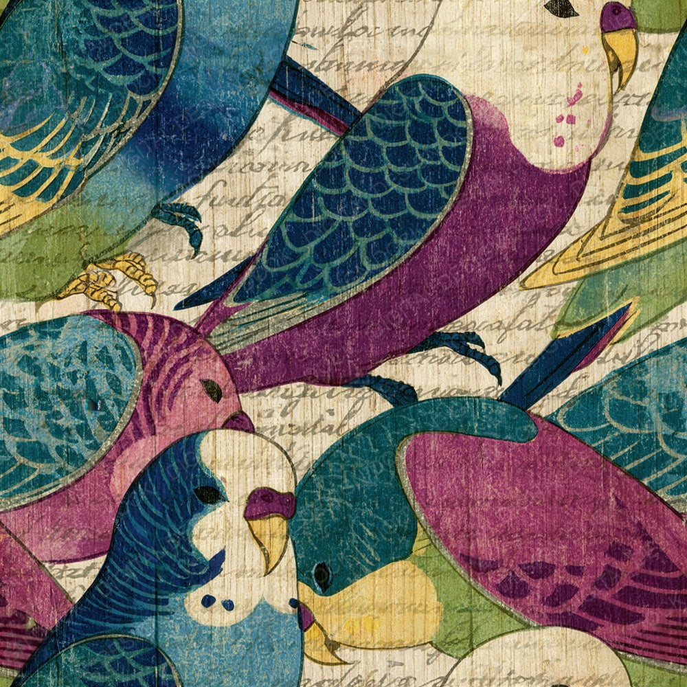 Ukiyo-e Budgerigars Cherry Mulberry Seamless Digital Paper Pack (DDD014983)