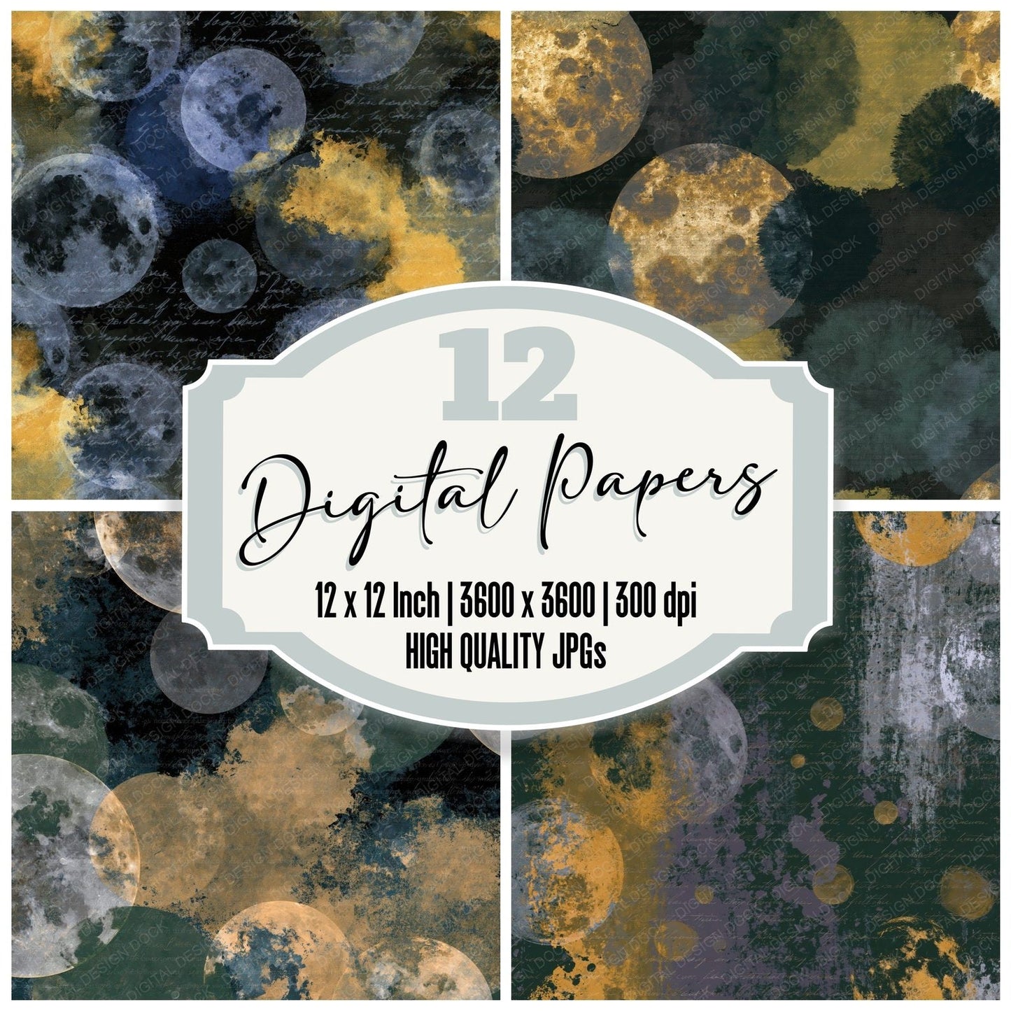 X Ray Lunar Craters Forest Saffron Digital Paper Pack (DDD014984)