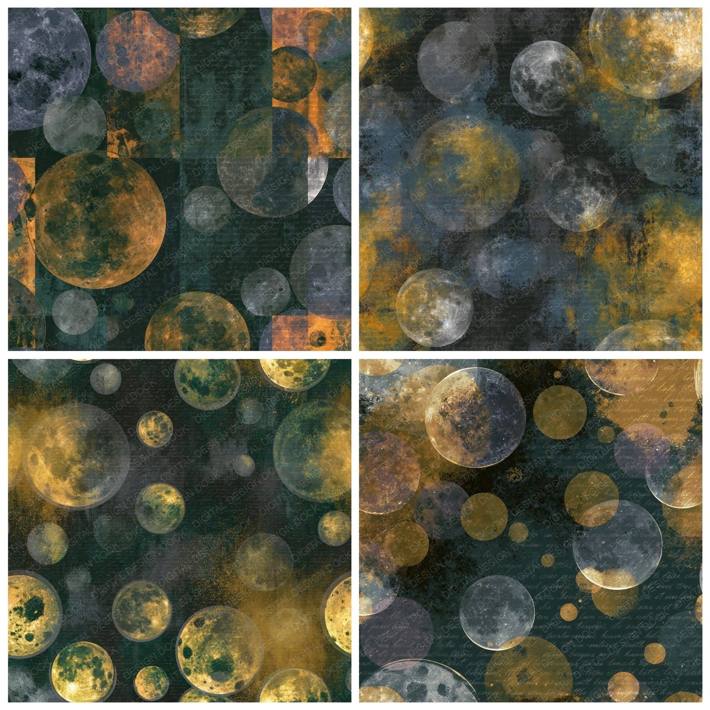 X Ray Lunar Craters Forest Saffron Digital Paper Pack (DDD014984)