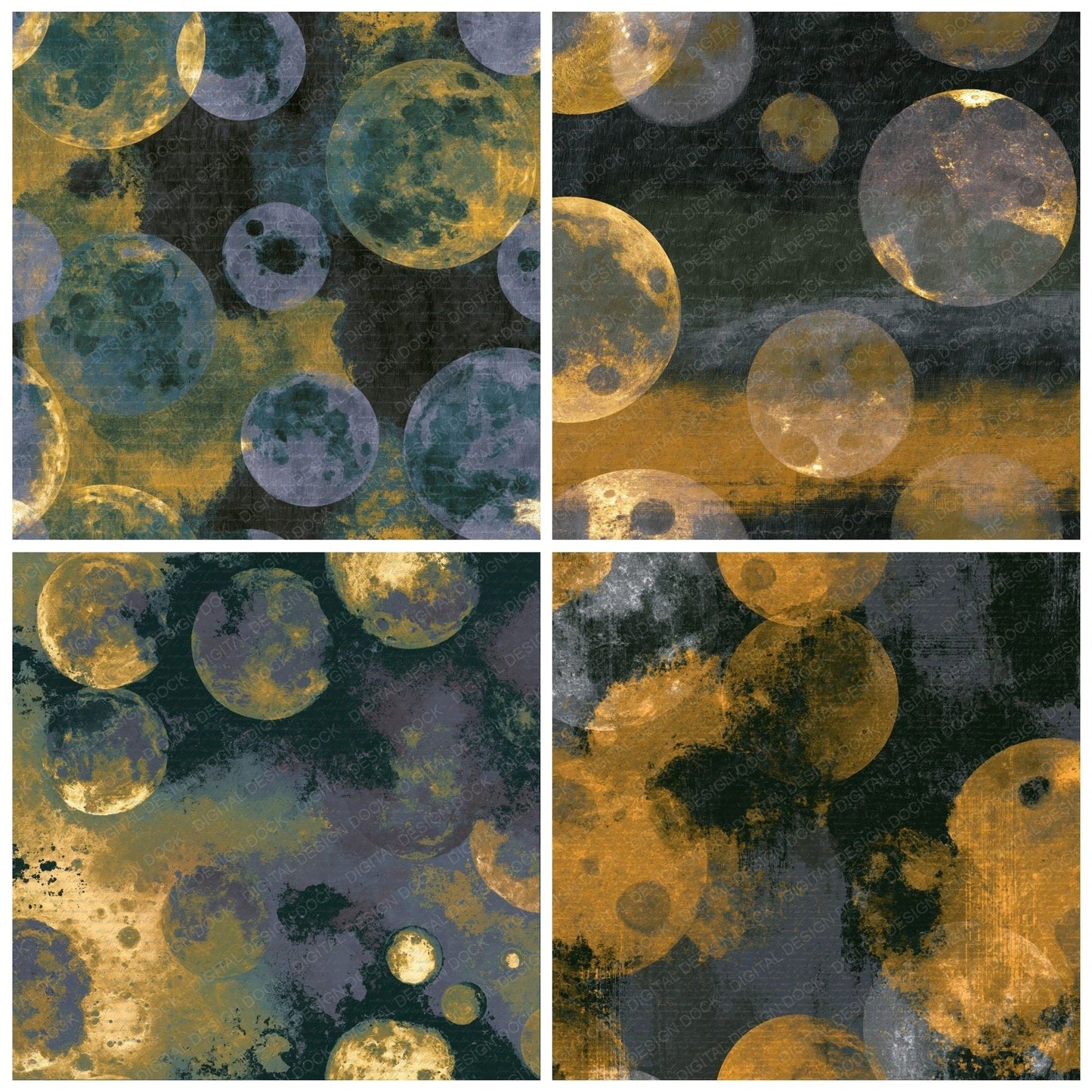 X Ray Lunar Craters Forest Saffron Digital Paper Pack (DDD014984)
