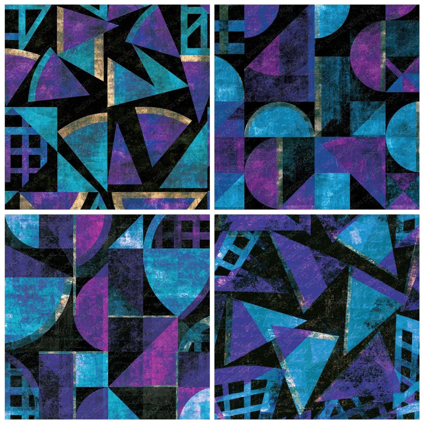 Bauhaus Apple Pie Cyan Violet Digital Paper Pack (DDD014986)