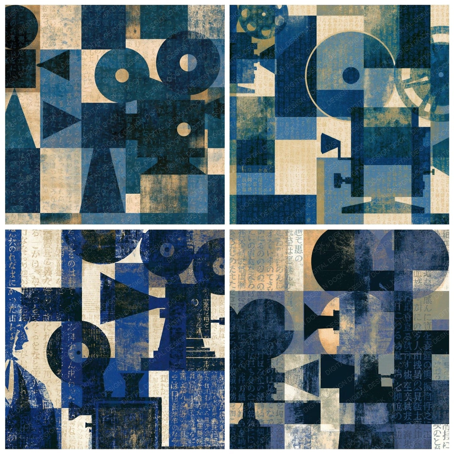 Bauhaus Film Projectors Navy Chalk Rust Digital Paper Pack (DDD014987)
