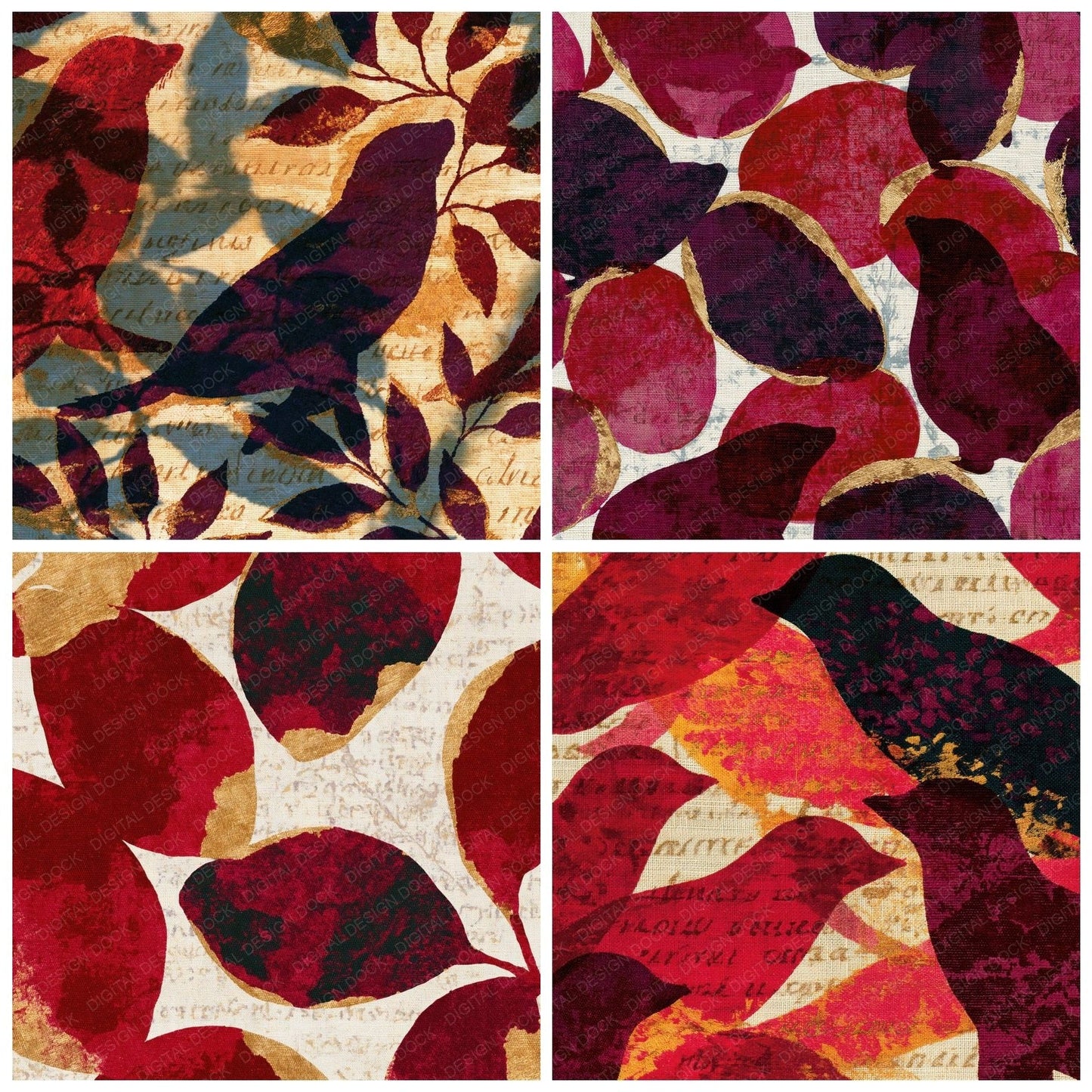 Embroidery Seal Garnet Wine Digital Paper Pack (DDD014992)