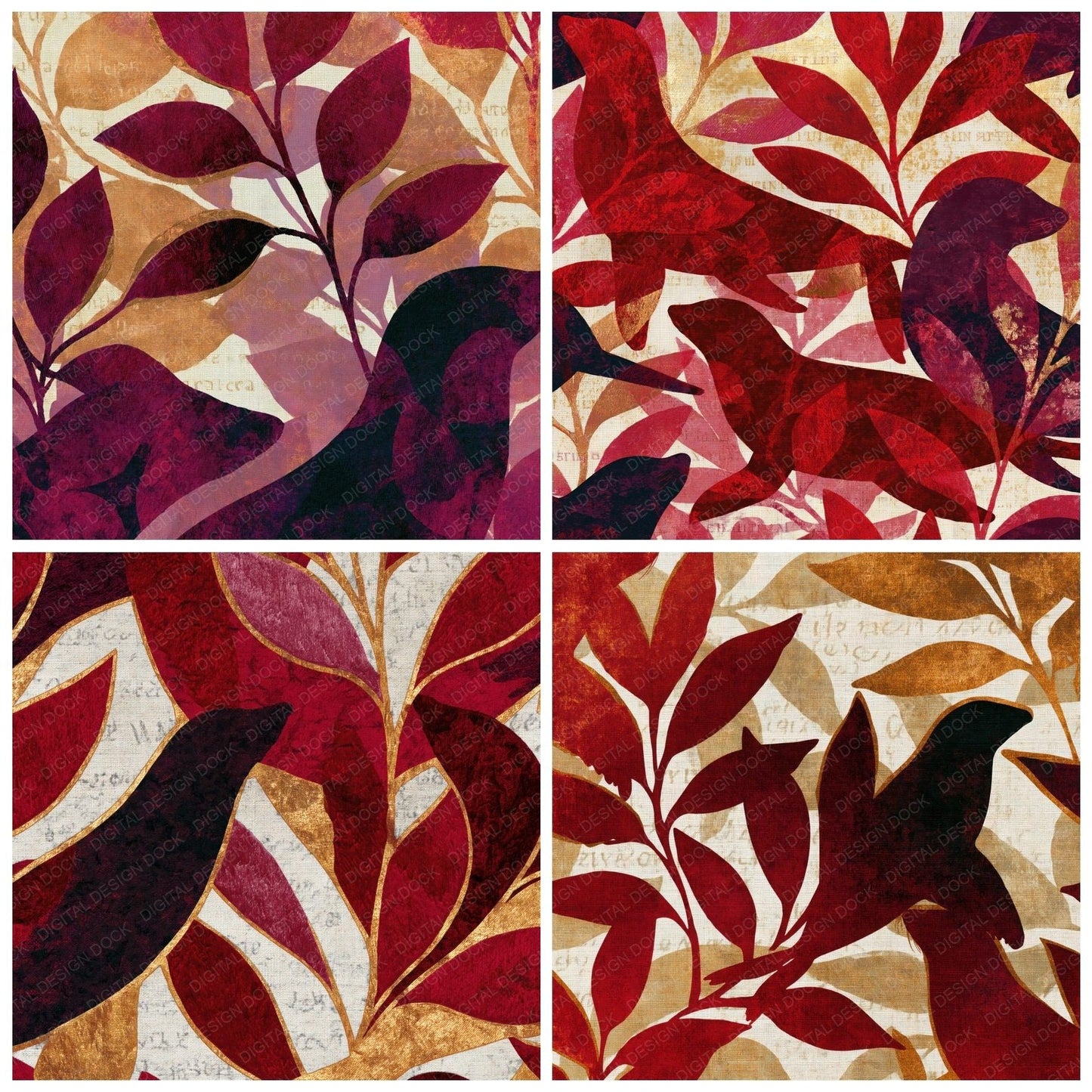 Embroidery Seal Garnet Wine Digital Paper Pack (DDD014992)
