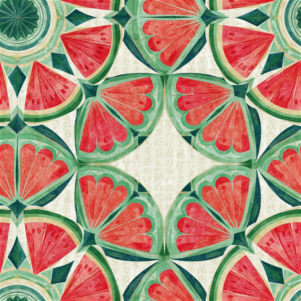 Mandala Watermelon Ivory Green Seamless Digital Paper Pack (DDD014998)