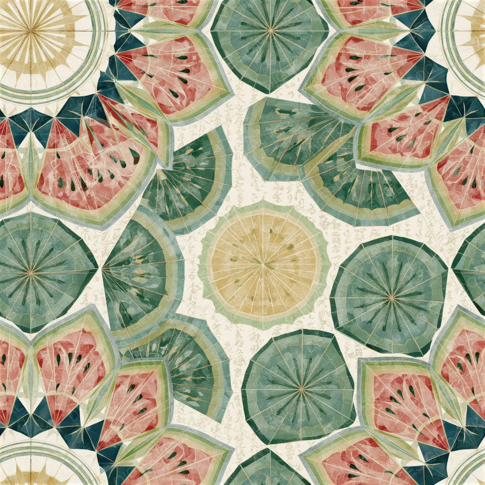 Mandala Watermelon Ivory Green Seamless Digital Paper Pack (DDD014998)