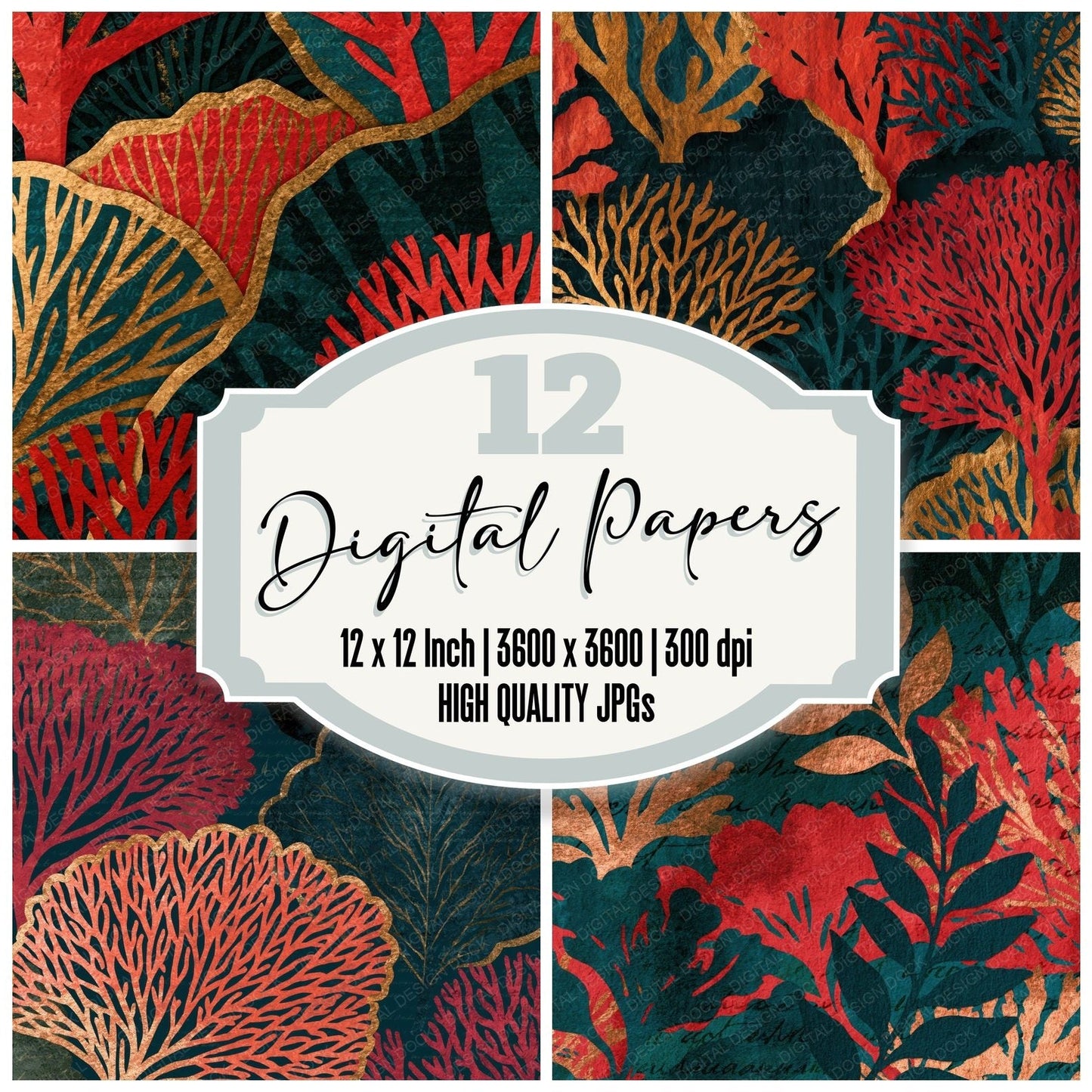 Papercut Coral Cranberry Forest Digital Paper Pack (DDD015000)