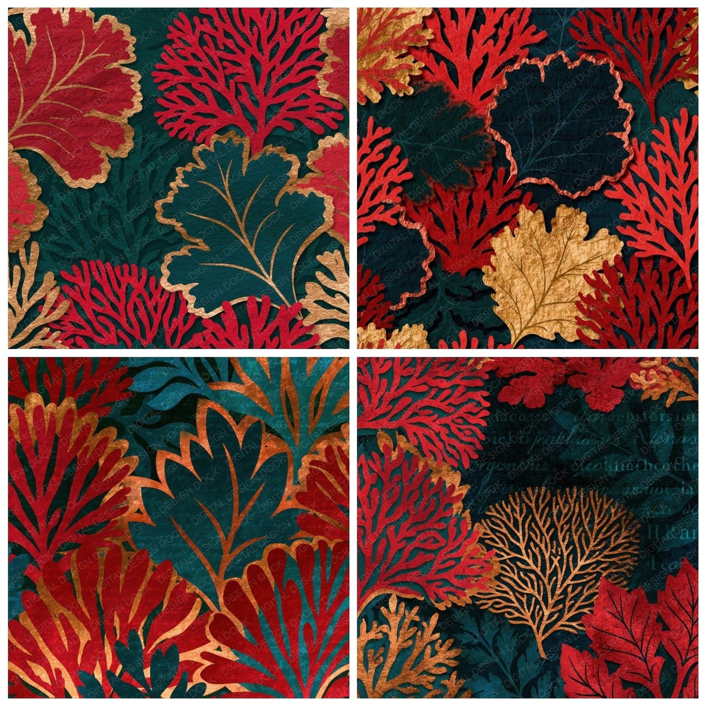 Papercut Coral Cranberry Forest Digital Paper Pack (DDD015000)