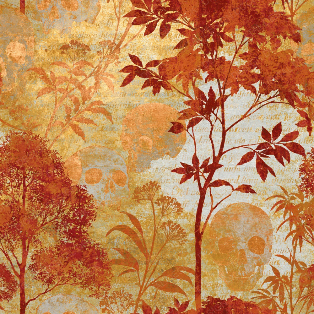 Chinoiserie Skulls Forest Treeline Turmeric Digital Paper Pack (DDD015007)