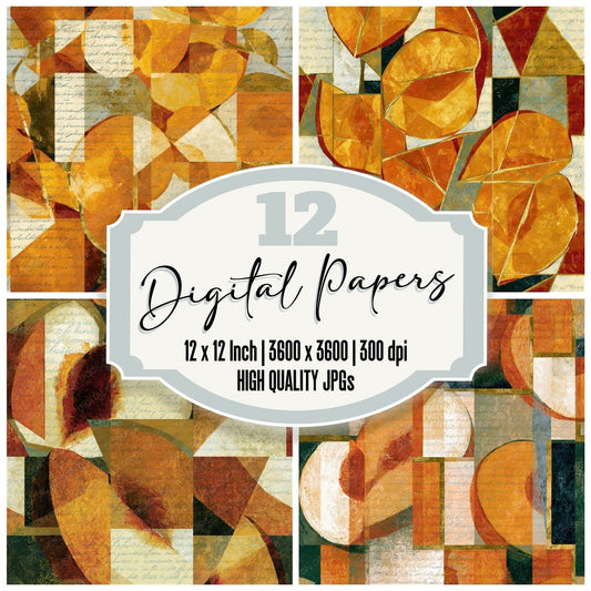 Cubist Peaches Amber Cream Seamless Digital Paper Pack (DDD015009)