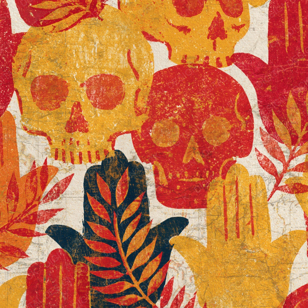 Etching Skulls Hamsa Red Lemon Digital Paper Pack (DDD015010)