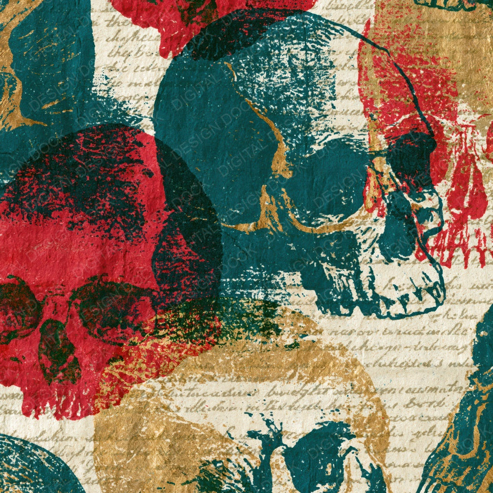 Indian Block Skulls Emerald Ruby Digital Paper Pack (DDD015012)