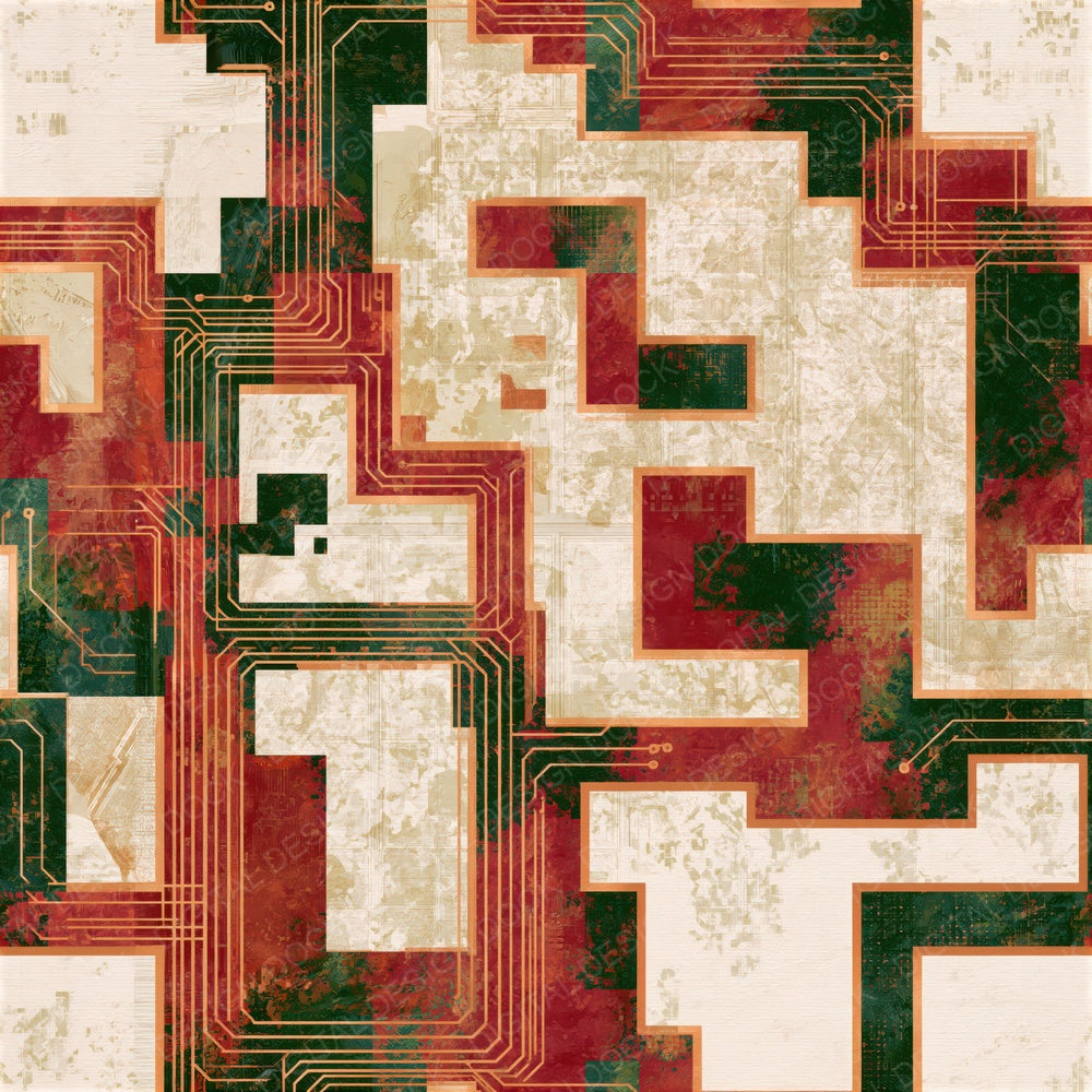 Infrared Circuit Evergreen Red Seamless Digital Paper Pack (DDD015013)