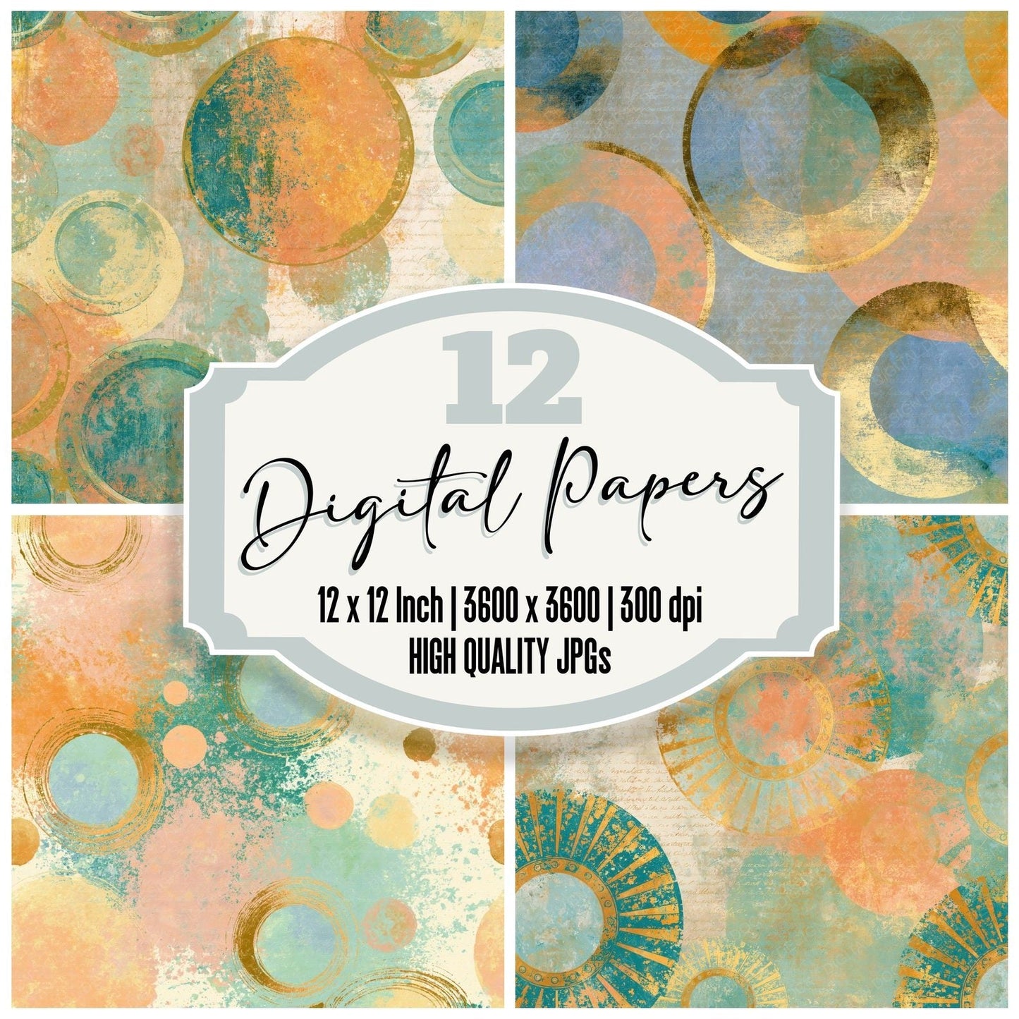 Infrared Portholes Peach Mint Digital Paper Pack (DDD015014)