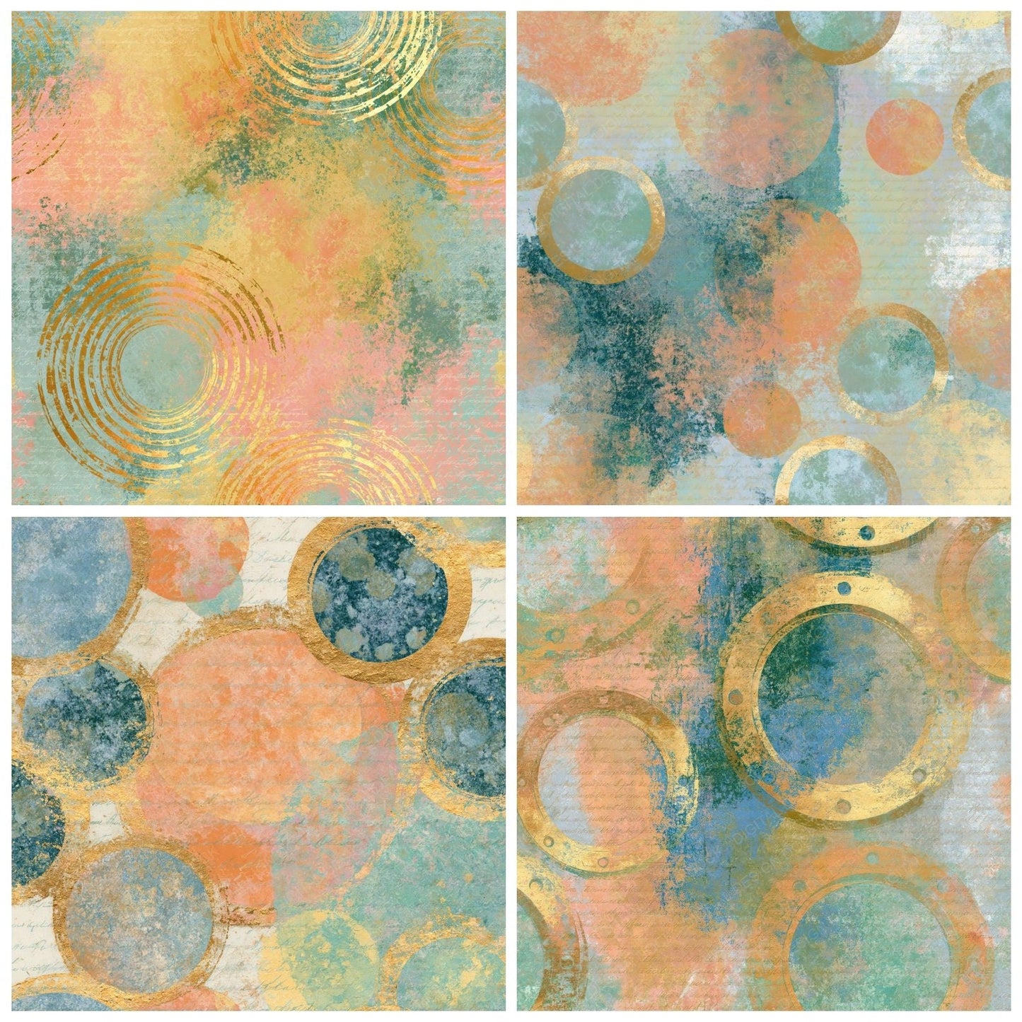 Infrared Portholes Peach Mint Digital Paper Pack (DDD015014)