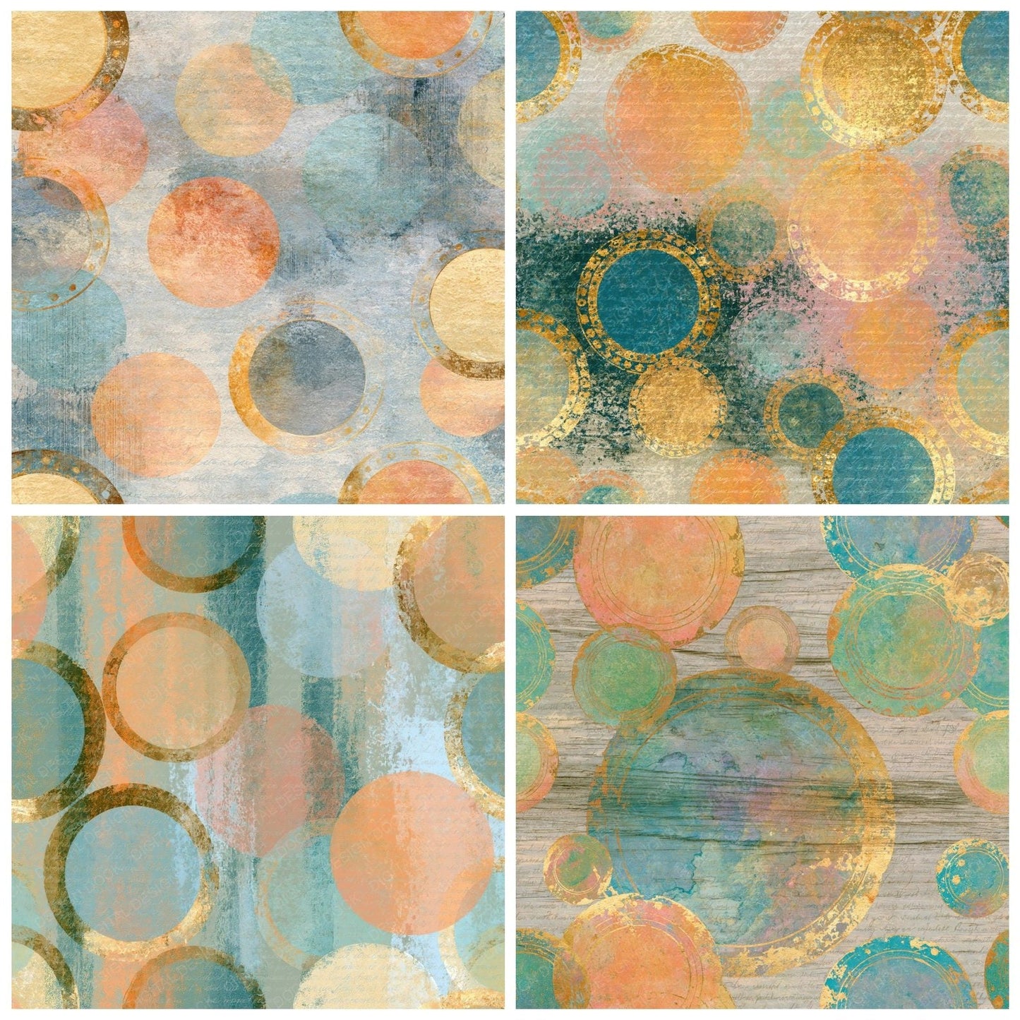 Infrared Portholes Peach Mint Digital Paper Pack (DDD015014)