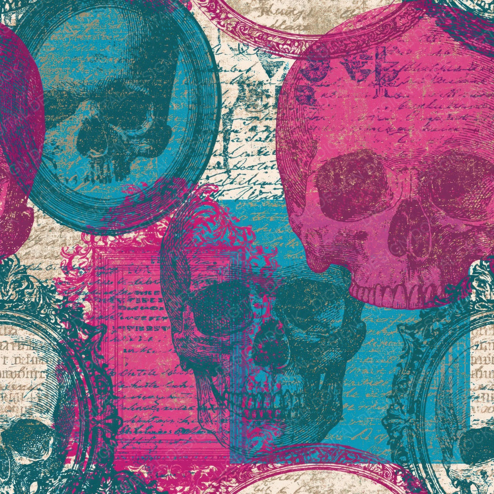 Maximalist Skulls Mirrors Bubblegum Turquoise Digital Paper Pack (DDD015016)