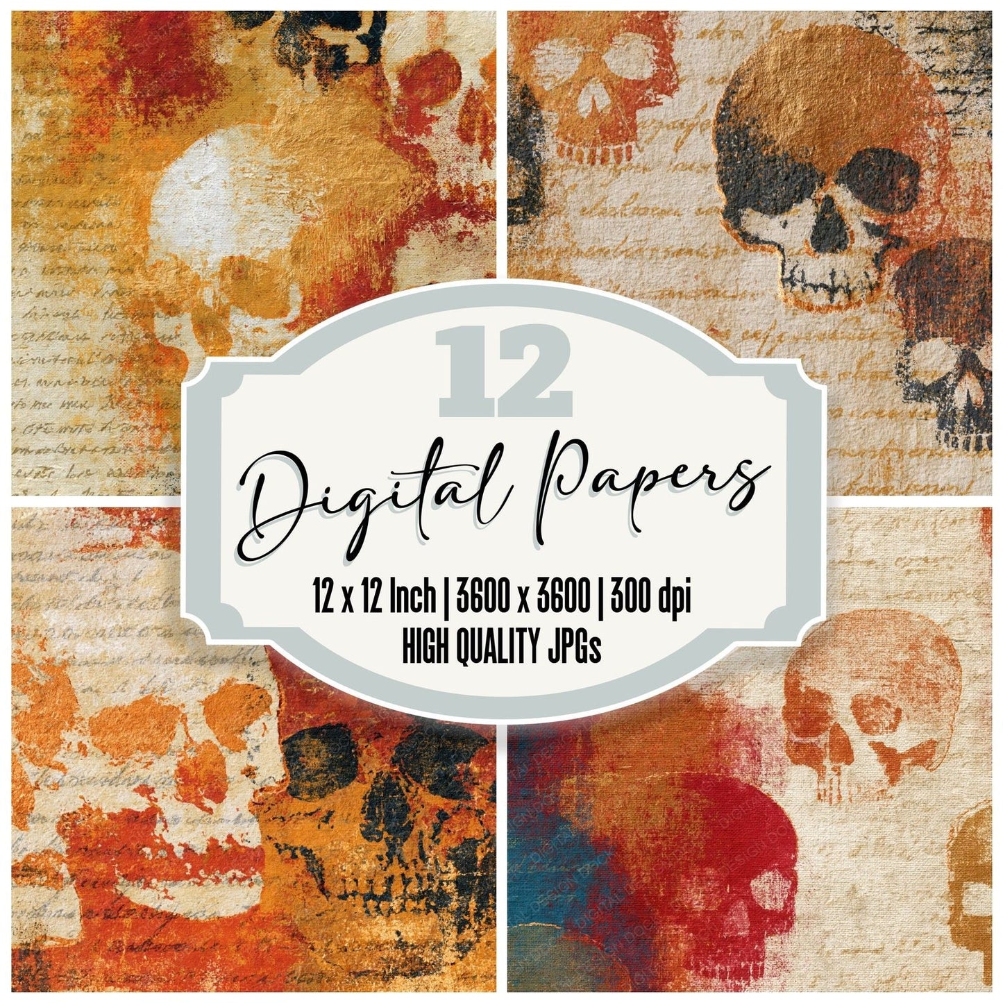 Minimal Skulls Rust Oat Digital Paper Pack (DDD015017)