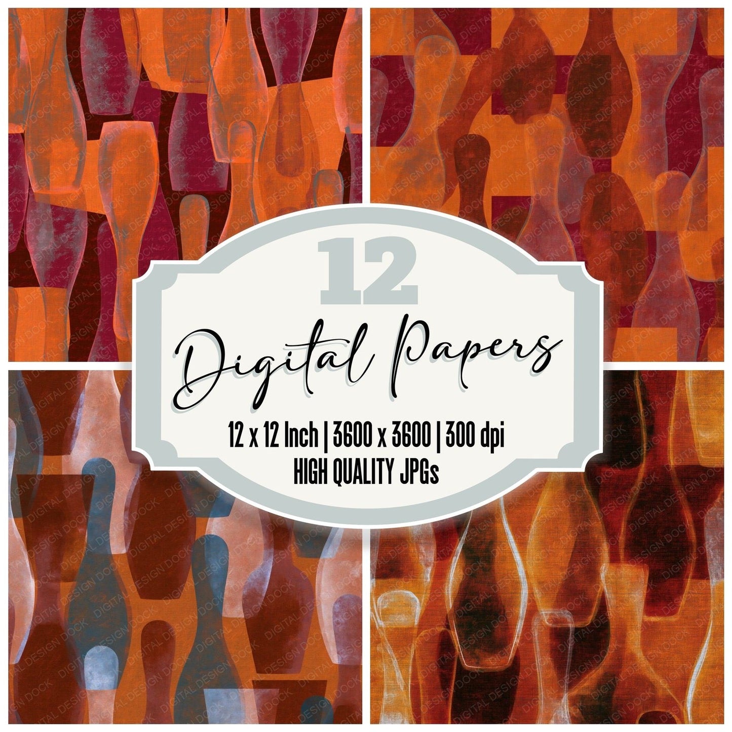 X-Ray Bowling Pins Pumpkin Mulled Wine Digital Paper Pack (DDD015024)