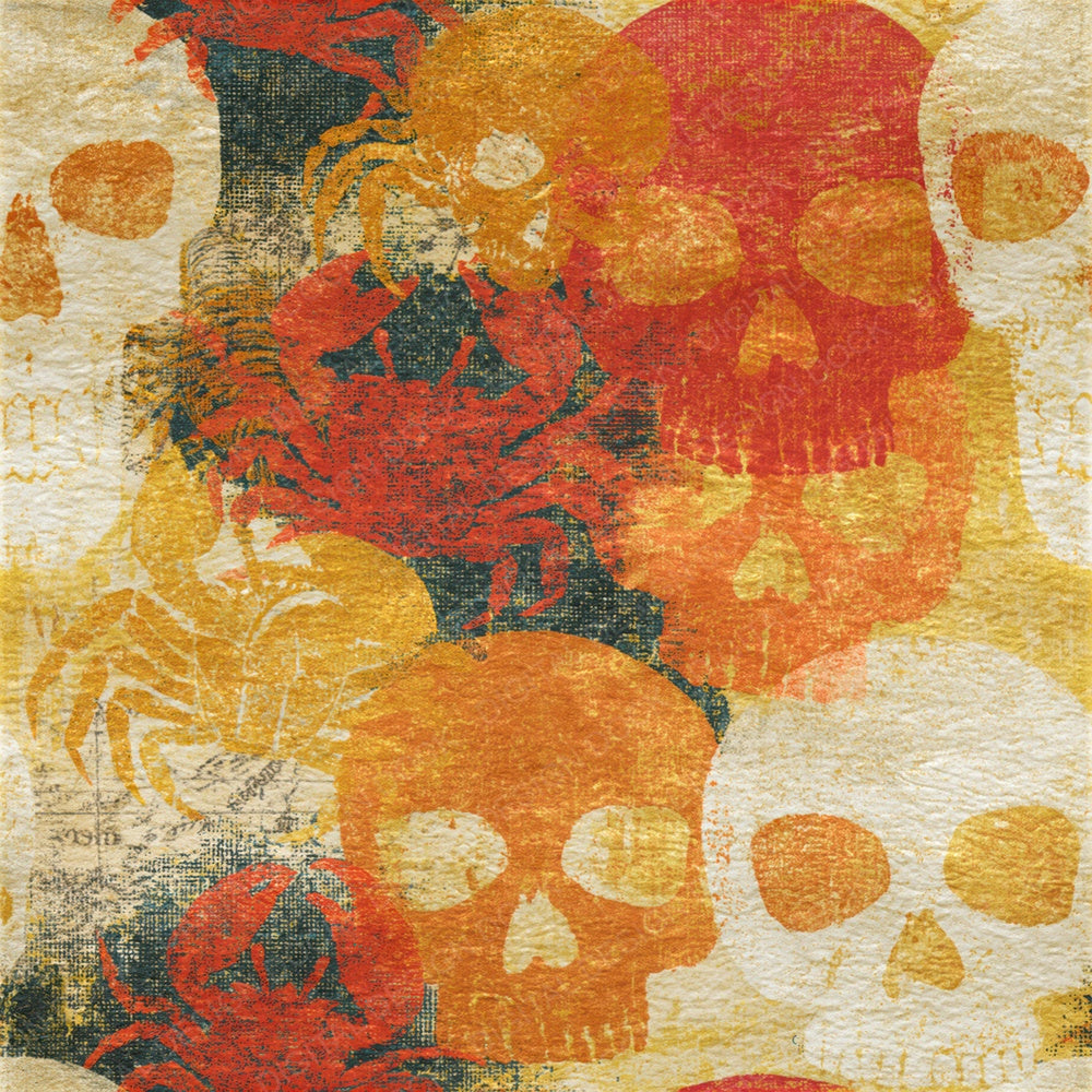Drypoint Skulls Hermit Crabs Amber Seamless Digital Paper Pack (DDD015027)