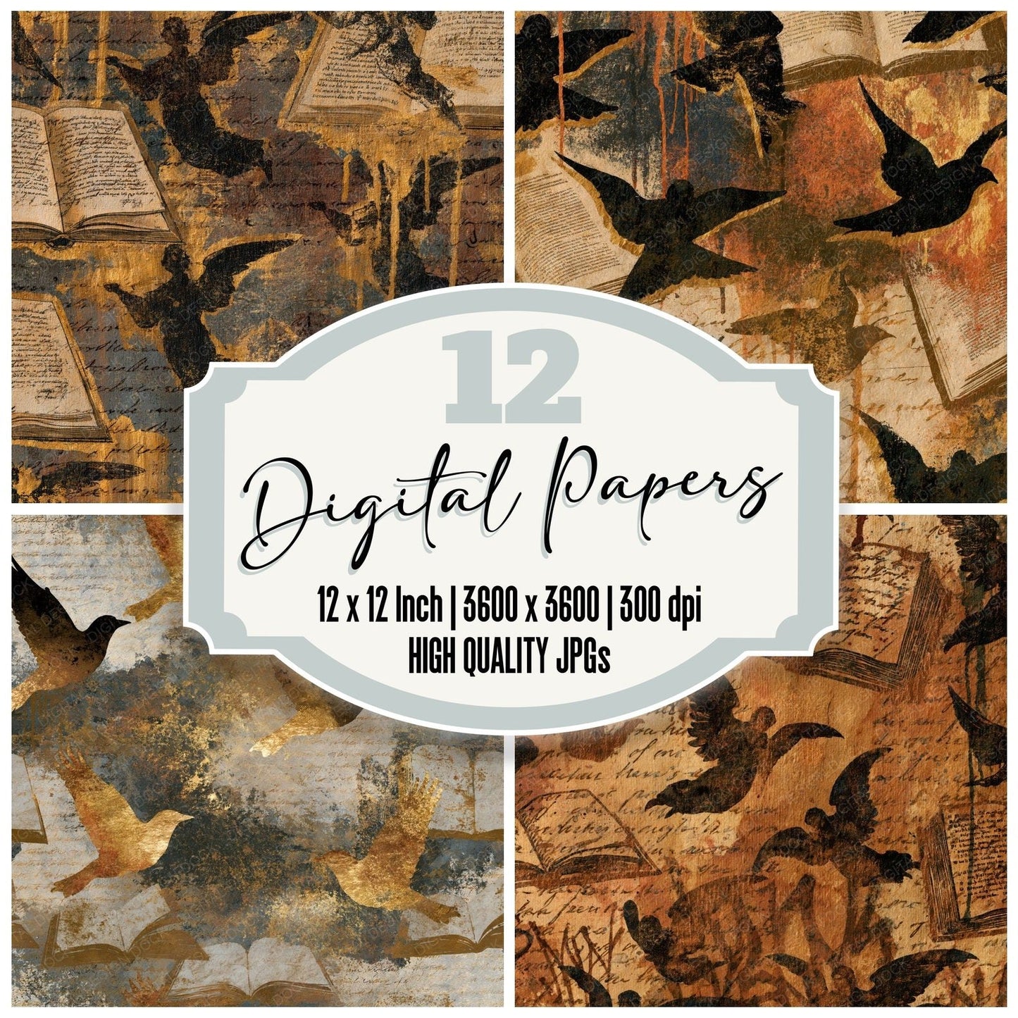 Graffiti Angels Cookbooks Sepia Digital Paper Pack (DDD015030)