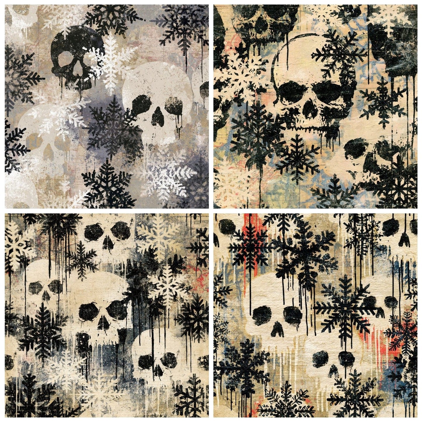 Graffiti Skulls Snowflakes Bone Digital Paper Pack (DDD015031)