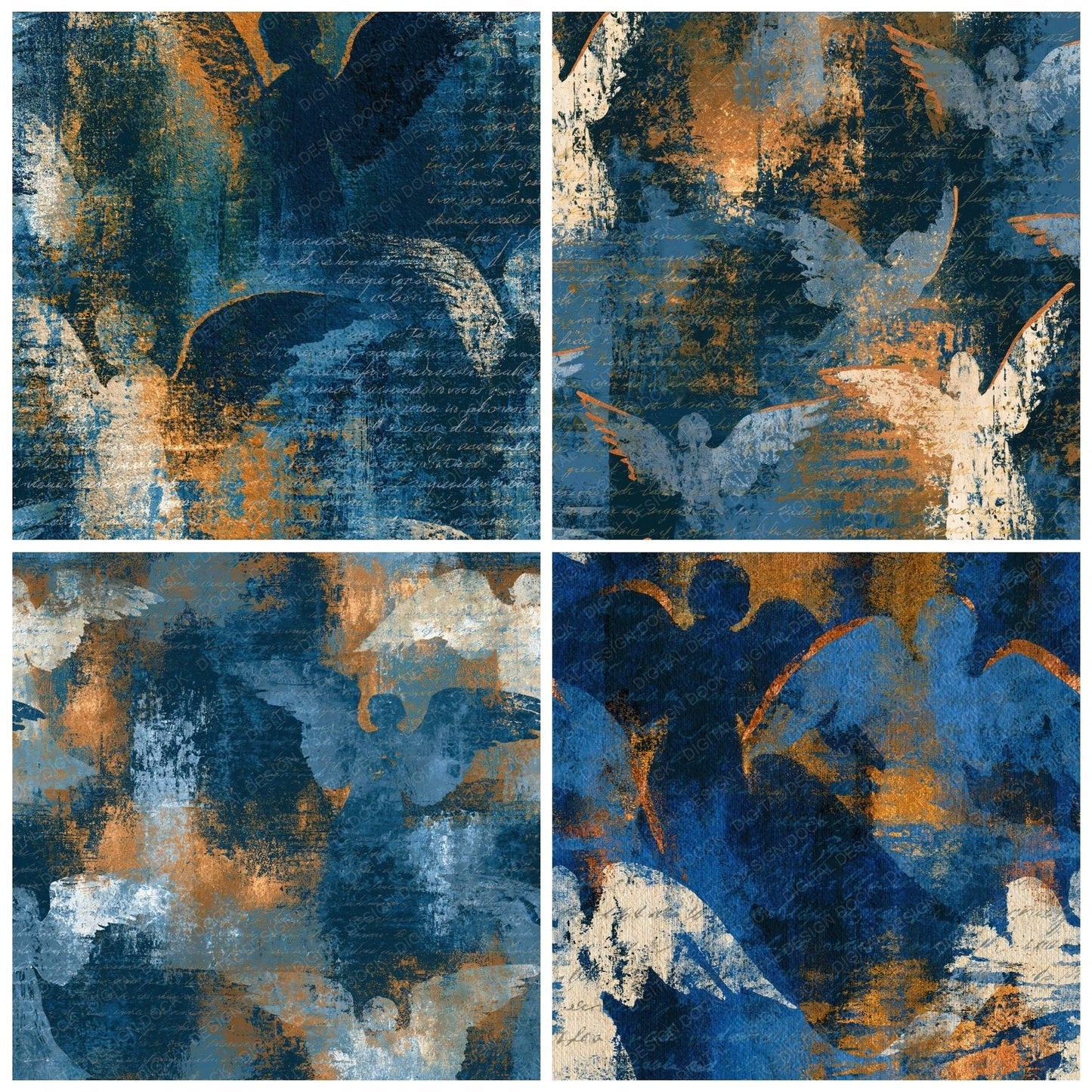 Impressionist Angels Railroad Indigo Digital Paper Pack (DDD015032)