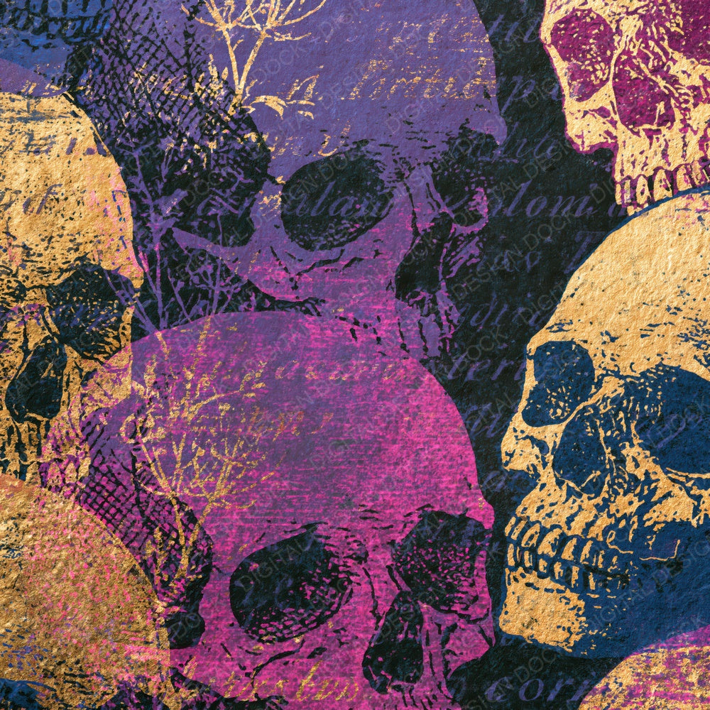 Lithograph Skull Motifs Mauve Plum Digital Paper Pack (DDD015034)