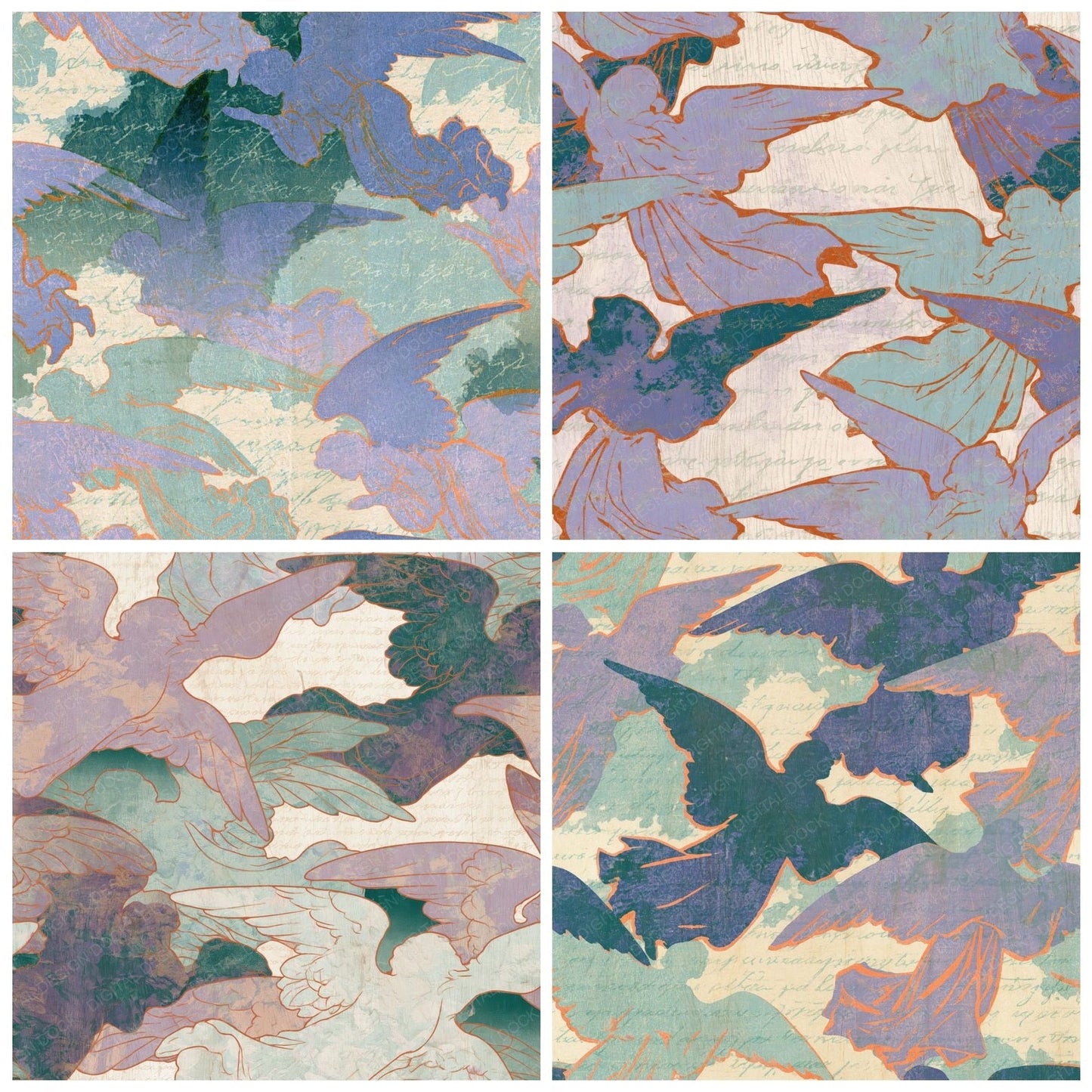 Ukiyo-e Angels Lilac Mint Pearl Digital Paper Pack (DDD015043)