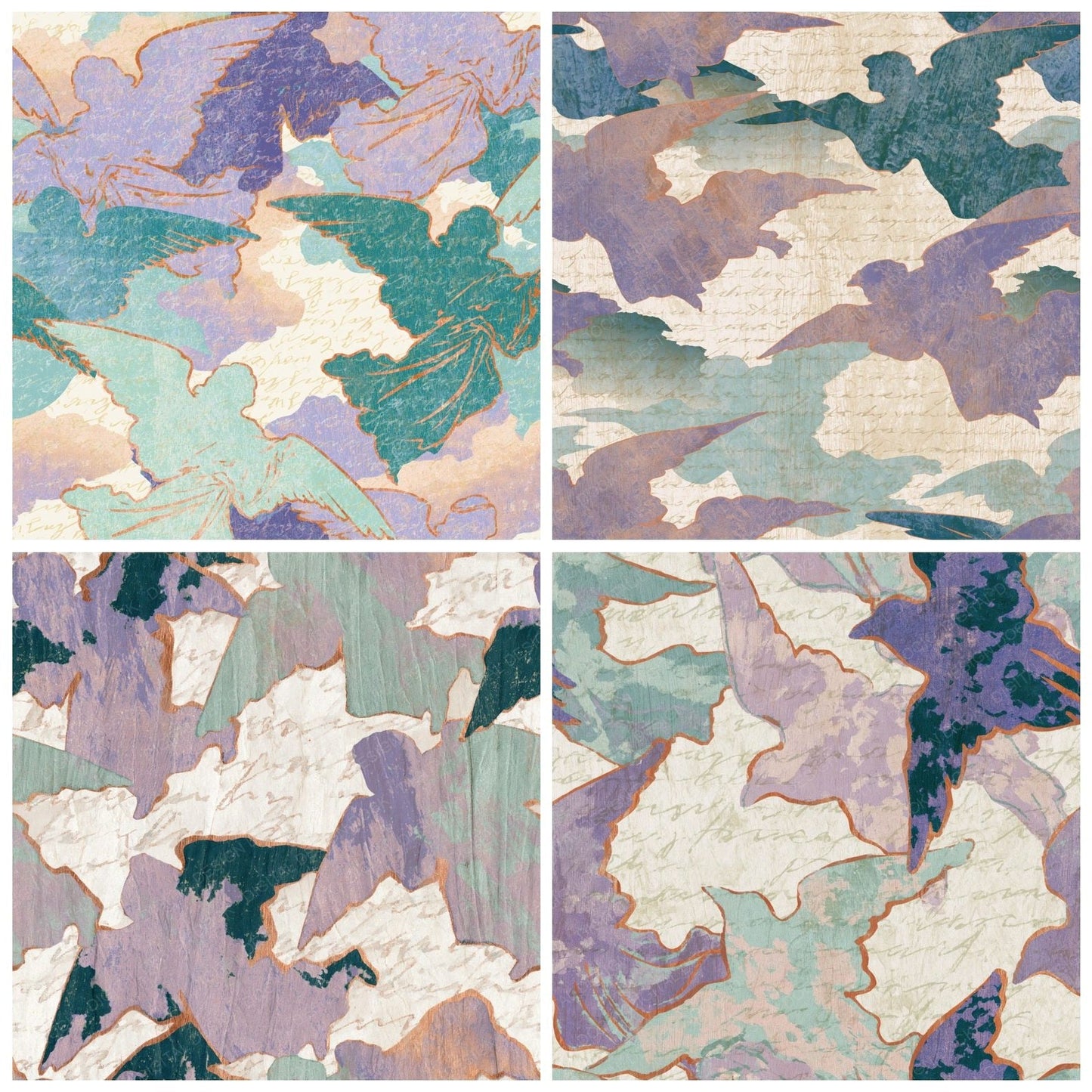 Ukiyo-e Angels Lilac Mint Pearl Digital Paper Pack (DDD015043)