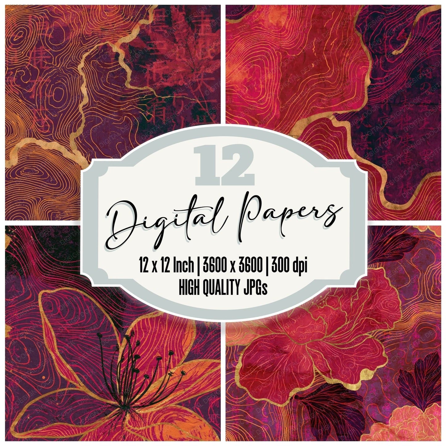 Blueprint Weather Maps Tangerine Plum Digital Paper Pack (DDD015047)