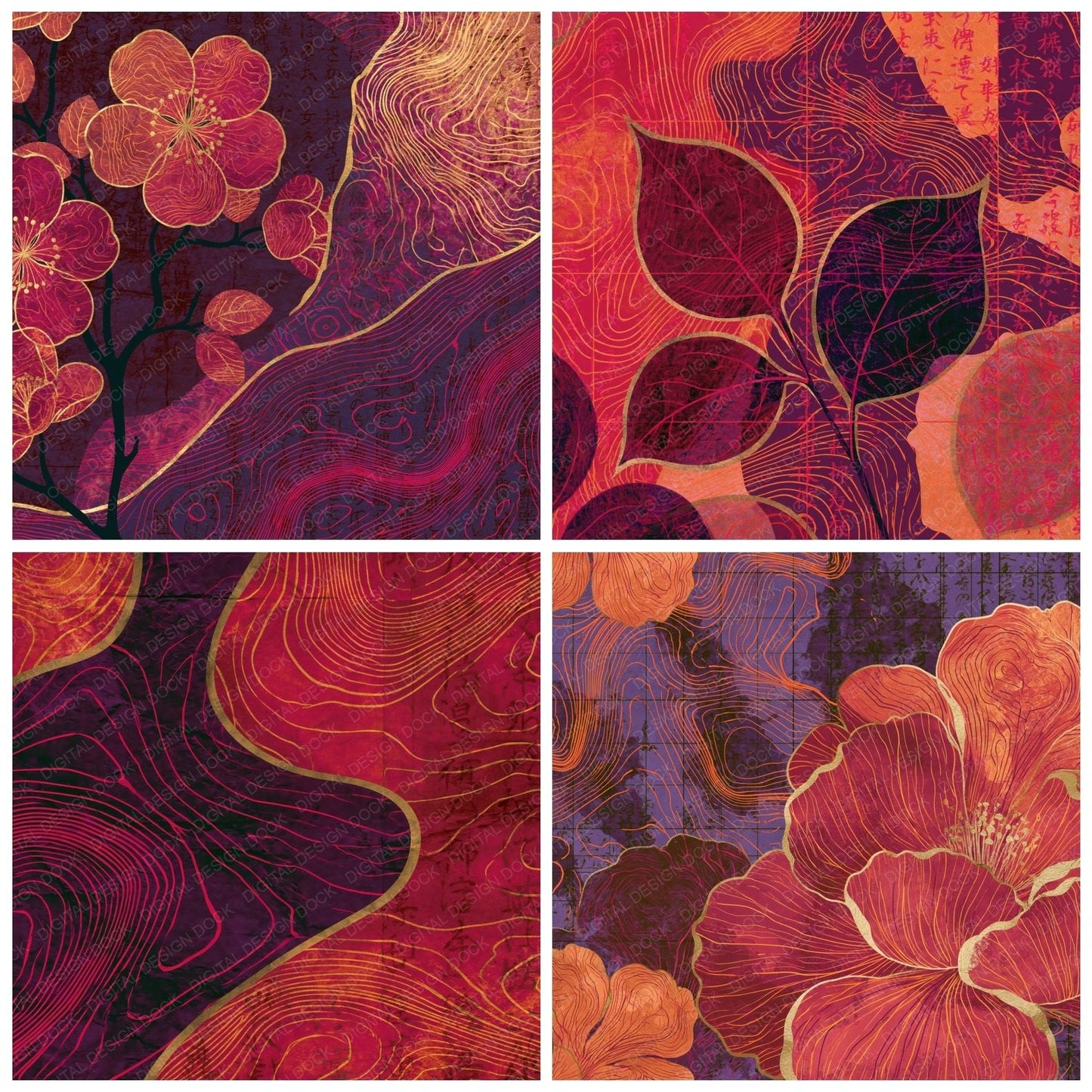 Blueprint Weather Maps Tangerine Plum Digital Paper Pack (DDD015047)