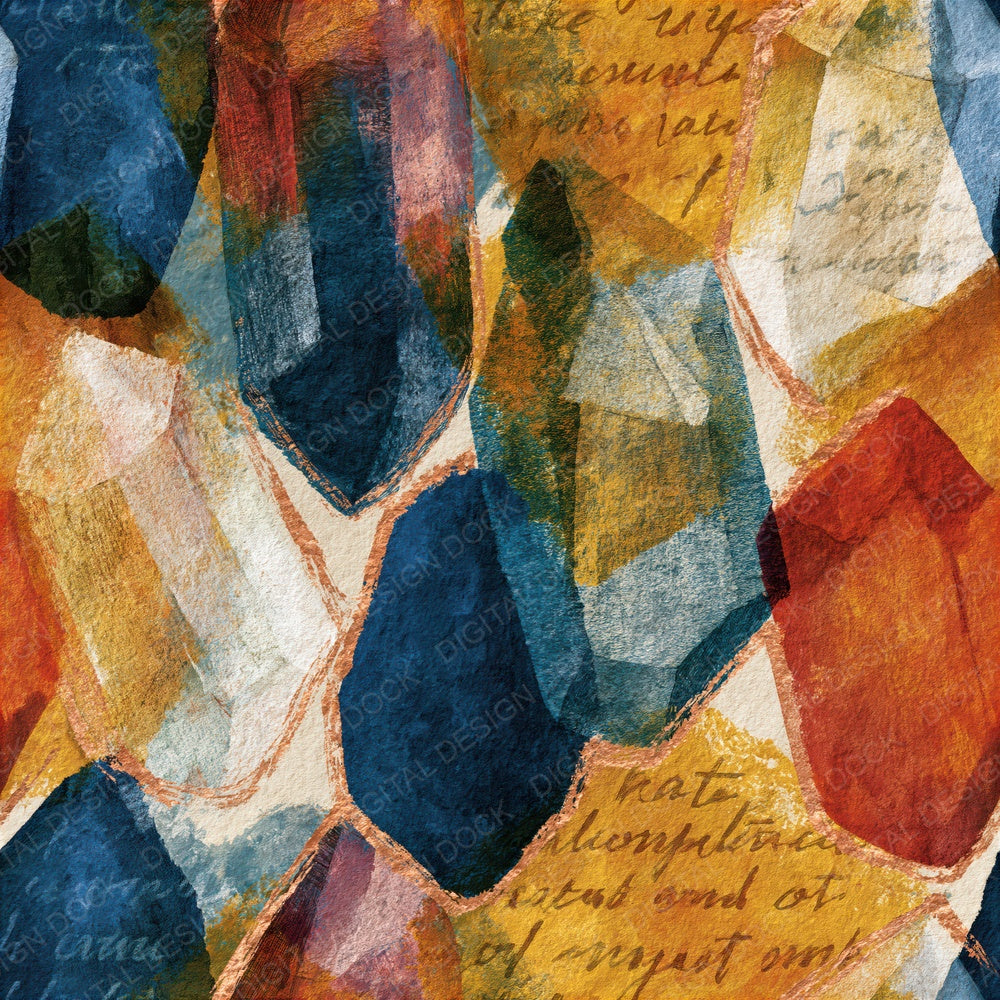 Coloured Pencil Quartz Mustard Navy Seamless Digital Paper Pack (DDD015048)