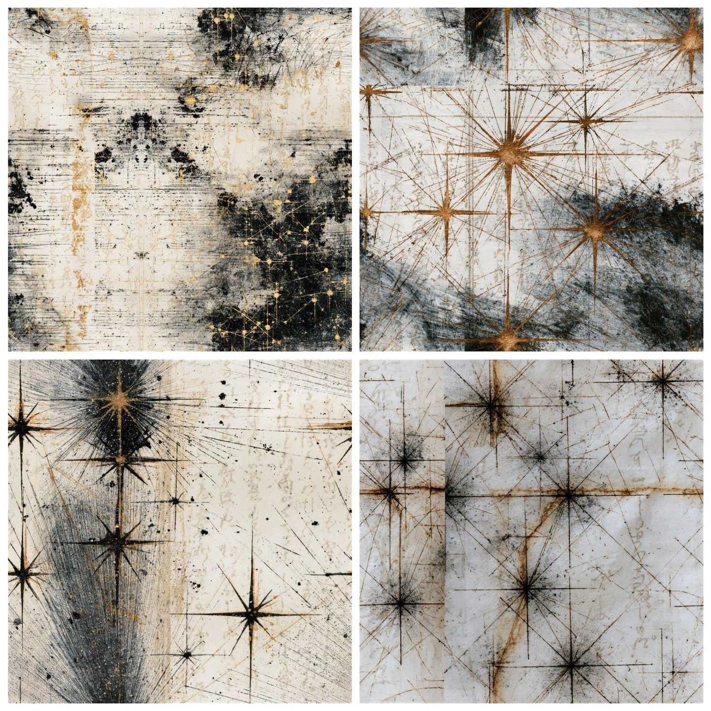 Etching Southern Cross Black Seamless Digital Paper Pack (DDD015052)