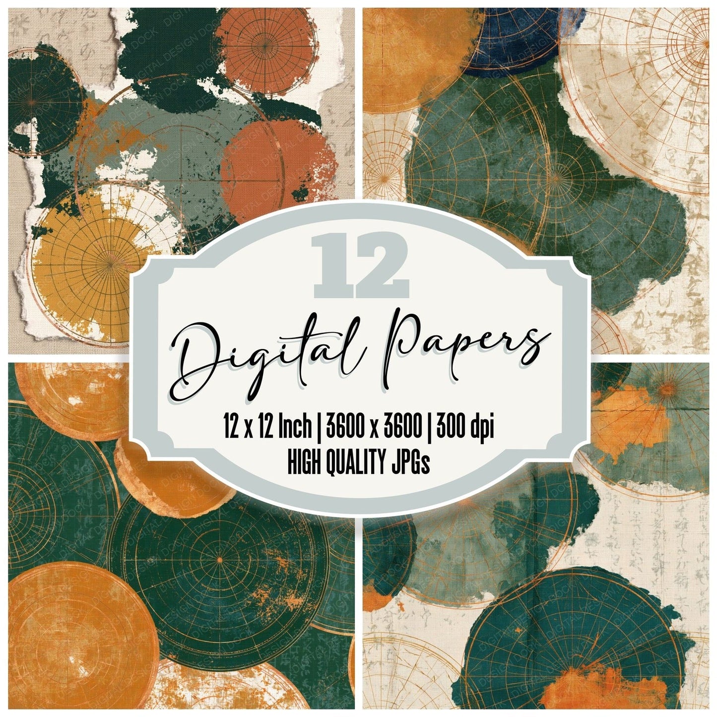 Torn Paper Planispheres Amber Forest Digital Paper Pack (DDD015064)