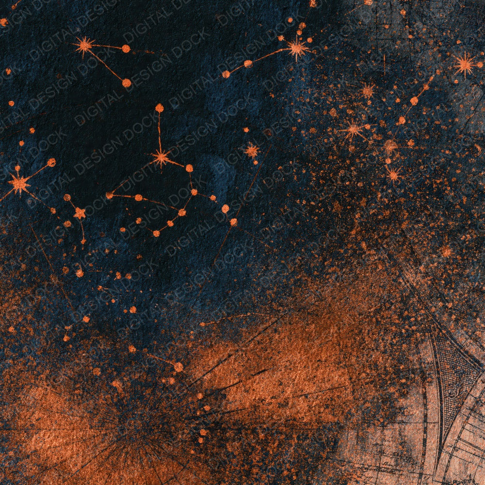 Antique Botanical Starfield Copper Digital Paper Pack (DDD015065)