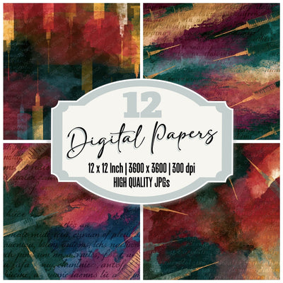 Ink Wash Syringes Burgundy Pine Digital Paper Pack (DDD015073)
