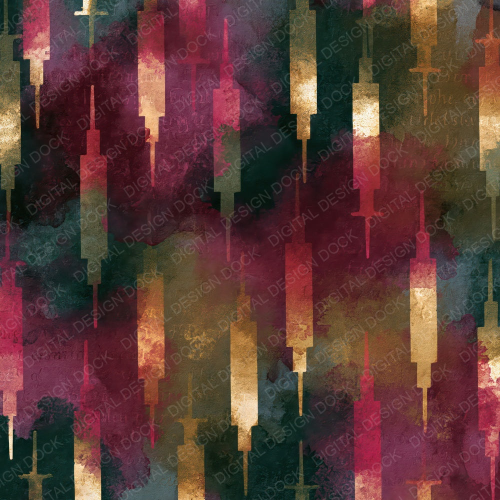 Ink Wash Syringes Burgundy Pine Digital Paper Pack (DDD015073)