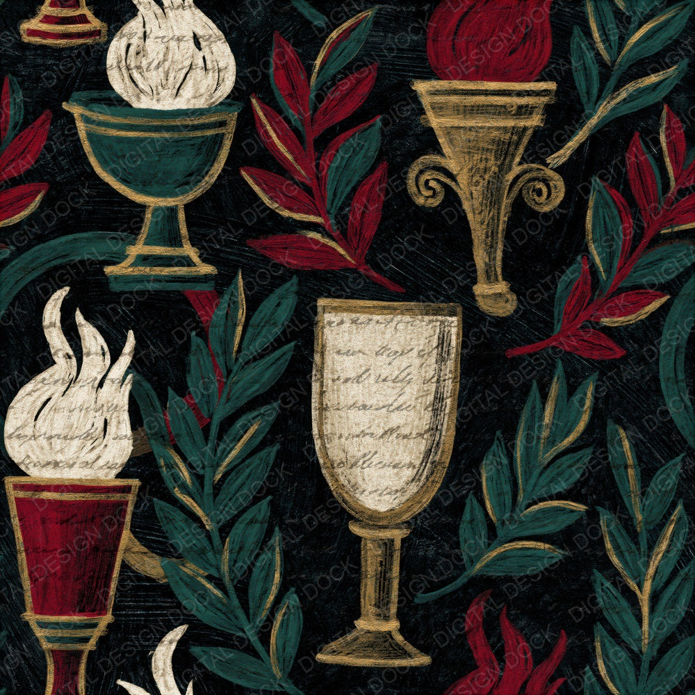 Scratchboard Olympic Jade Garnet Seamless Digital Paper Pack (DDD015082)