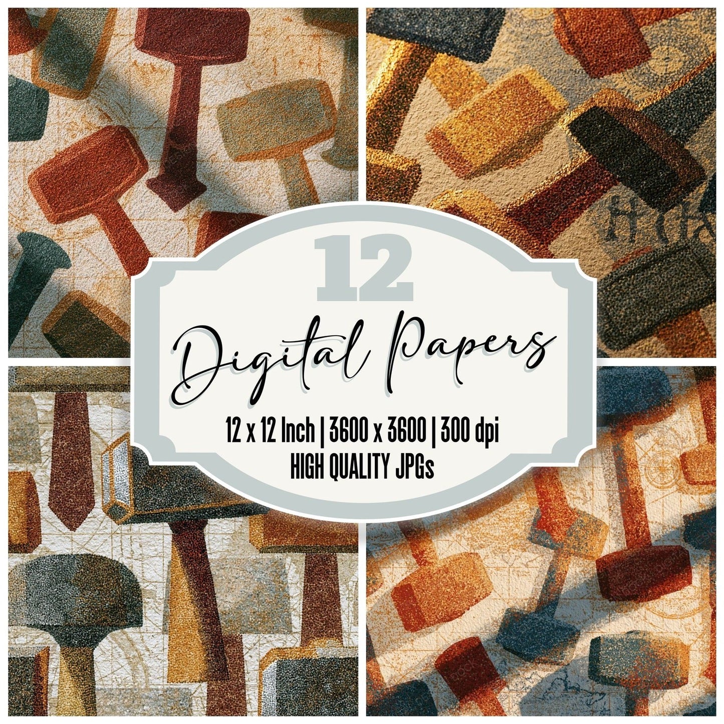Stipple Thor Hammers Sienna Sand Digital Paper Pack (DDD015084)